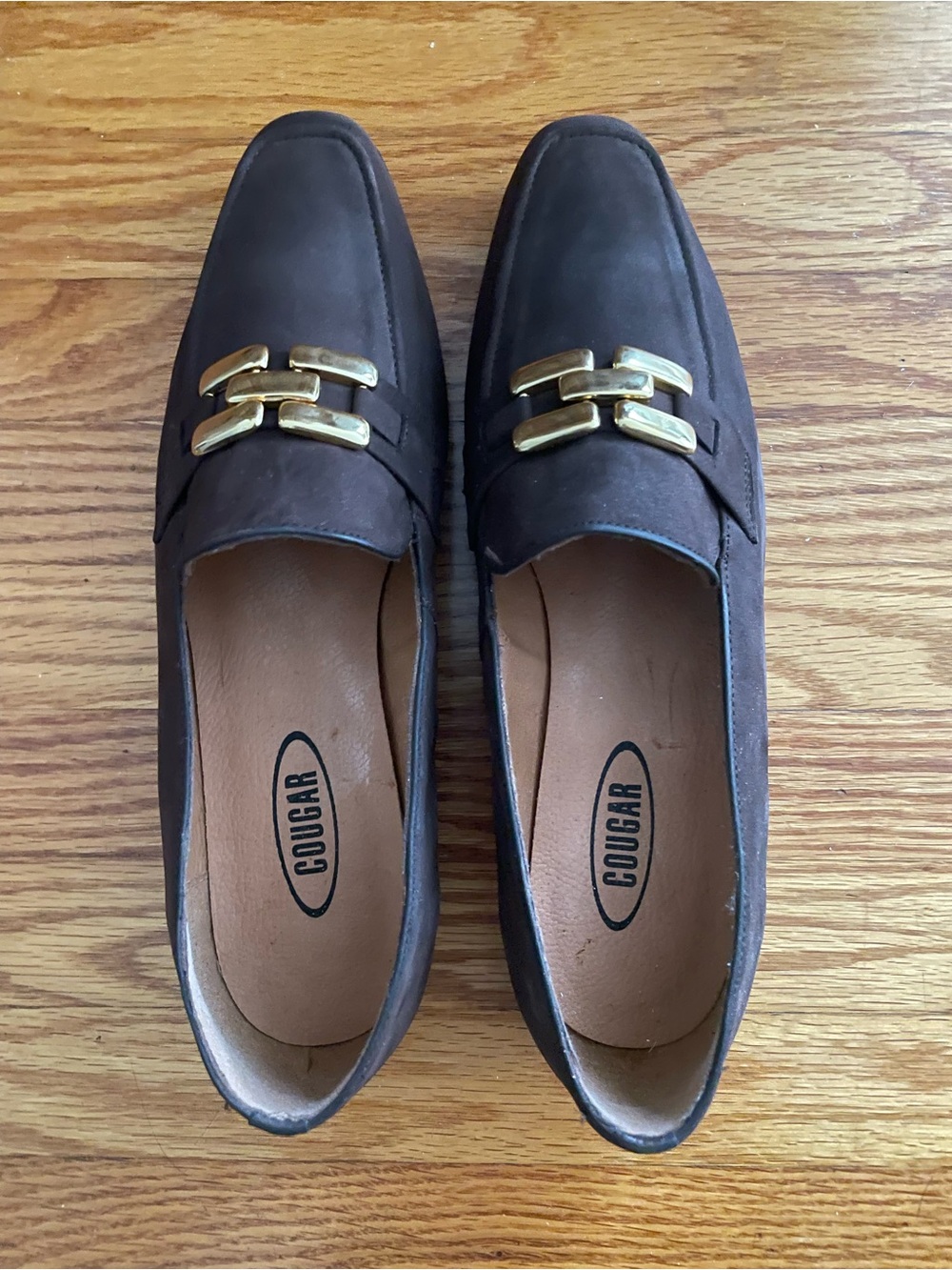 Brand New -  Cougar Women’s Brown Suede Slip-On Loafers with Gold Accent